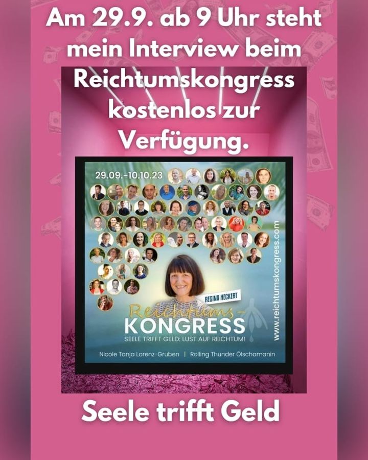 Morgen, am 29.9. ab 9 Uhr steht mein Interview beim Reichtumskong..... - BeFree Liebesschule